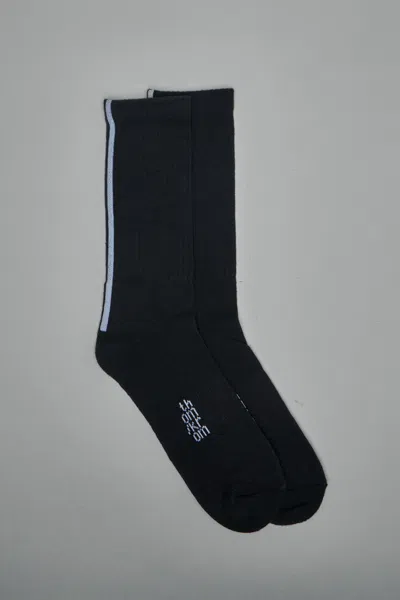 Thom Krom Contrast Stripe Organic Cotton Socks In Black