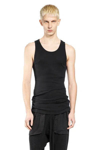 Thom Krom Cotton Linen Rib Tank Top In Black