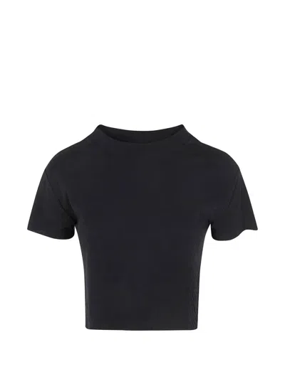 THOM KROM CROP T-SHIRT,WTS619 BLACK