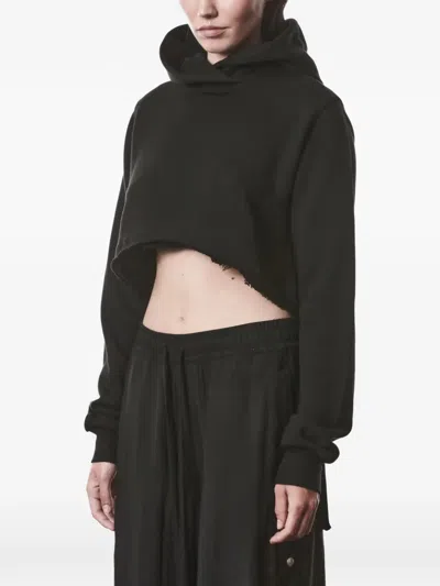 Thom Krom Cropped Cotton Hoodie In Black