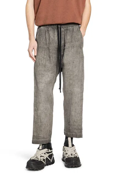 Thom Krom Cropped Linen Trousers In Gray