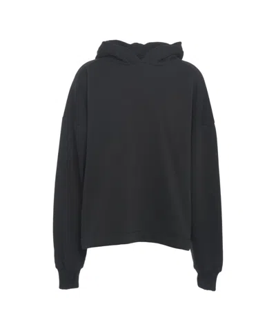 Thom Krom Cropped Oversized Hoodie With Distressed Details In Black