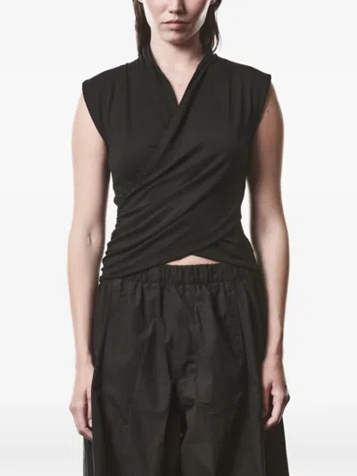 Thom Krom Crossover Sleeveless T-shirt In Black