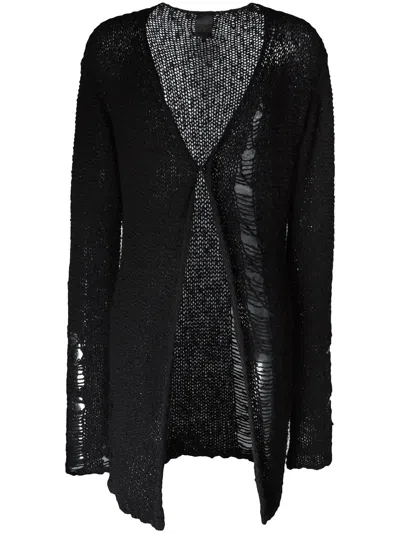 Thom Krom Distressed Knit Cardigan In Black