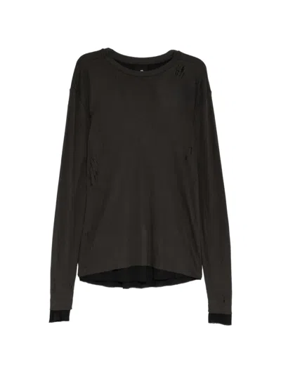 Thom Krom Distressed Layered-effect T-shirt In Black