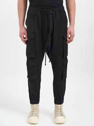 Thom Krom Double Cargo Linen Trousers In Black