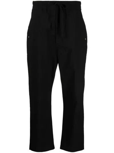 Thom Krom Drawstring Cropped Trousers In Black