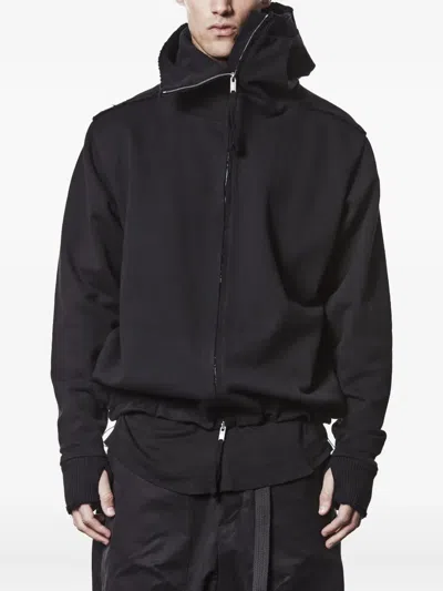 Thom Krom Frayed High-neck Zip-up Jacket In Black