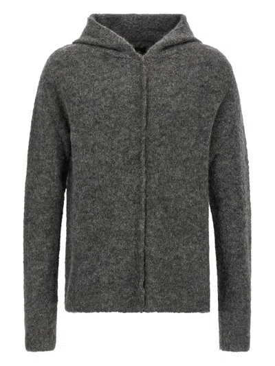 Thom Krom Textured Grey Alpaca Blend Hooded Sweater In Gray