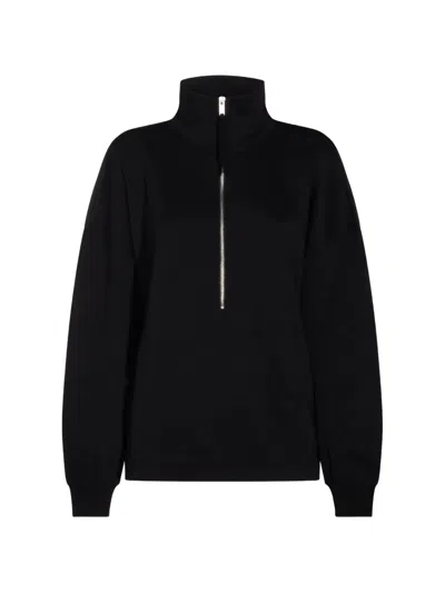 Thom Krom Half-zip Gathered-sleeve Sweater In Black