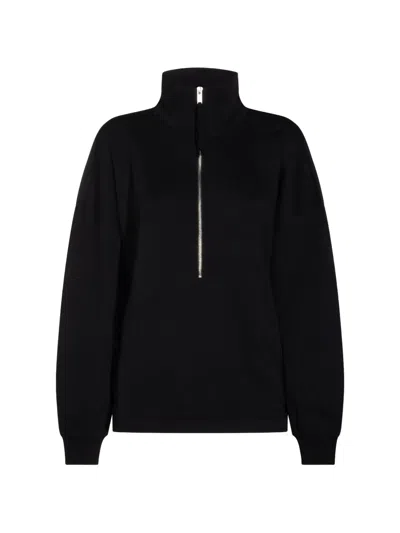 Thom Krom Half-zip Ruched-sleeve Sweater In Black