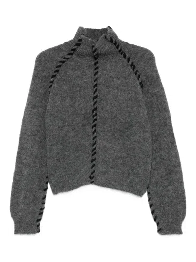 Thom Krom High-neck Braided-detail Sweater In Gray