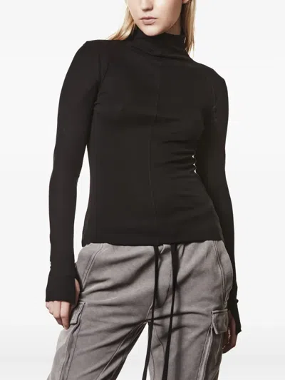 Thom Krom Slim Fit Viscose Stretch Roll Neck Long-sleeve T-shirt In Black