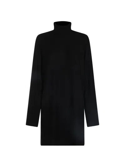 Thom Krom High-neck Long-sleeve Knitted Mini Dress In 블랙