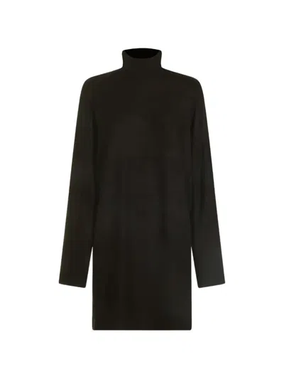 Thom Krom High-neck Long-sleeved Shift Mini Dress In Black