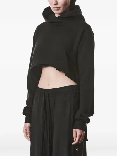 Thom Krom Hooded Cropped Fleece In Black