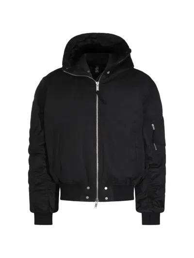 Thom Krom Hooded Ruched-sleeve Jacket In Black