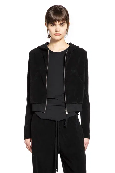 Thom Krom Hooded Terry Sweatjacket In Black