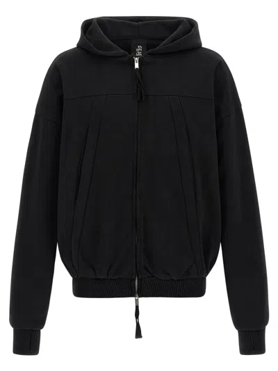 THOM KROM HOODIE WITH METAL ZIP CLOSURE AND KNITTED TRIM