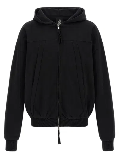 THOM KROM THOM KROM HOODIE WITH METAL ZIP CLOSURE AND KNITTED TRIM