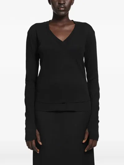 Thom Krom Layered-detail V-neck T-shirt In Black