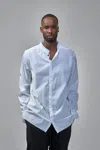 Thom Krom Long Cotton Shirt Stand Up Collar In White