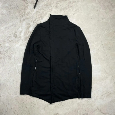Pre-owned Thom Krom Long Distressed Zip Ninja Y2k Jacket Sweatshirt In Black