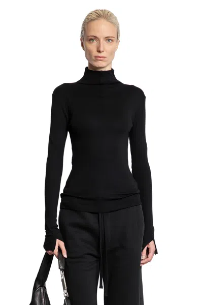 Thom Krom Long Sleeve Stretch Jersey Turtleneck Top In Black