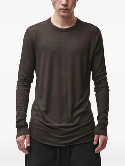 Thom Krom M Ts 961 Long-sleeve Curved-hem T-shirt In 브라운