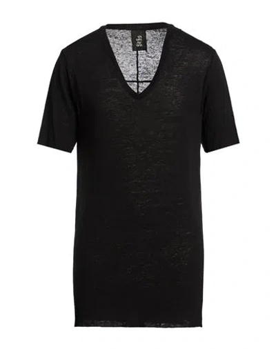 Thom Krom Man T-shirt Black Size Xl Viscose, Linen