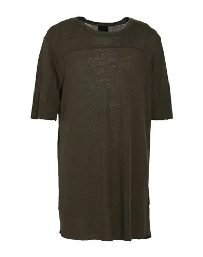 Thom Krom Man T-shirt Military Green Size Xl Viscose, Linen In Brown