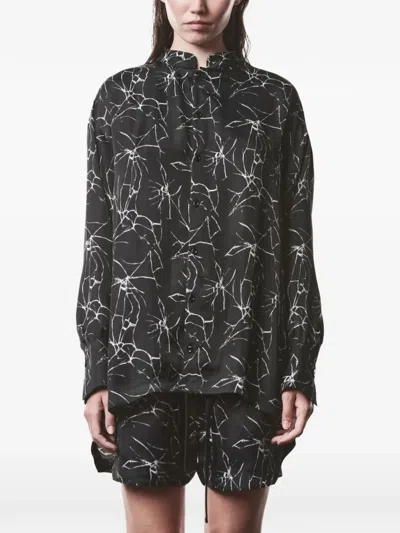 Thom Krom Marble-print Shirt In Black