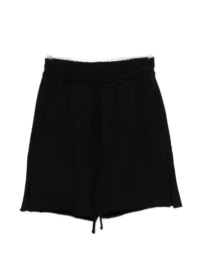 Thom Krom Men's Drawstring Waist Shorts With Side Pockets And Frayed Hem In Black