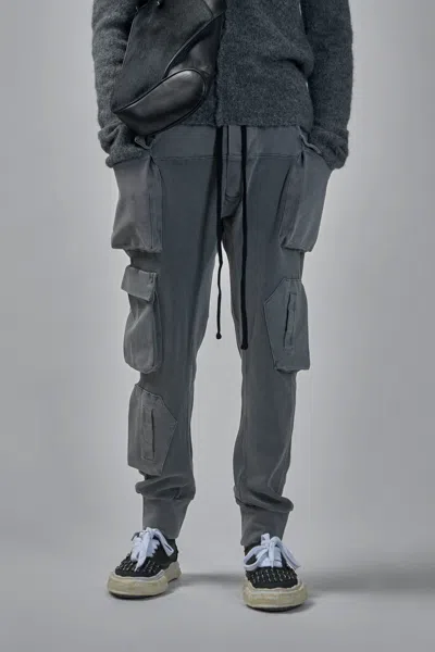 Thom Krom Mixed Cotton Slim Fit Cargo Trousers In Gray