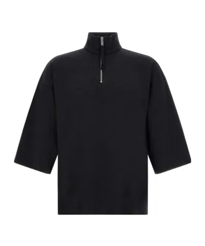 Thom Krom Ms 196 Oversized Half-zip Sweatshirt In Black