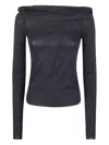 Thom Krom Off-shoulder Top With Hand Gaiters In Black