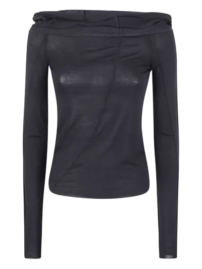 Thom Krom Off-shoulder Draped T-shirt In Black