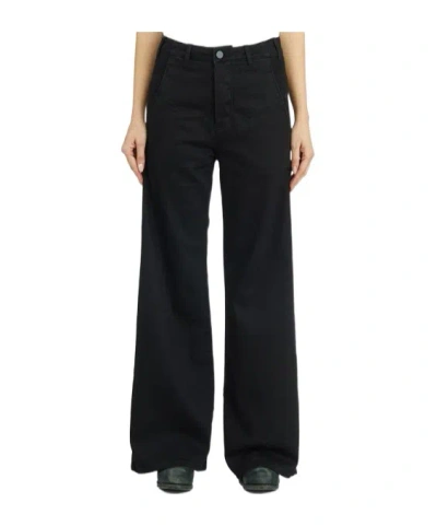 Thom Krom Pantaloni In Denim Gamba Larga In Black