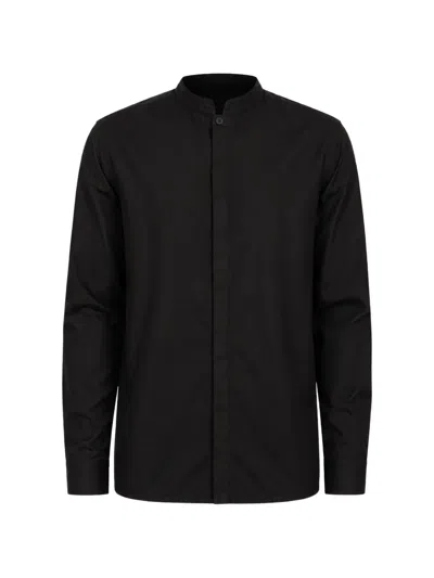 Thom Krom Pleated-back Band-collar Shirt In Black