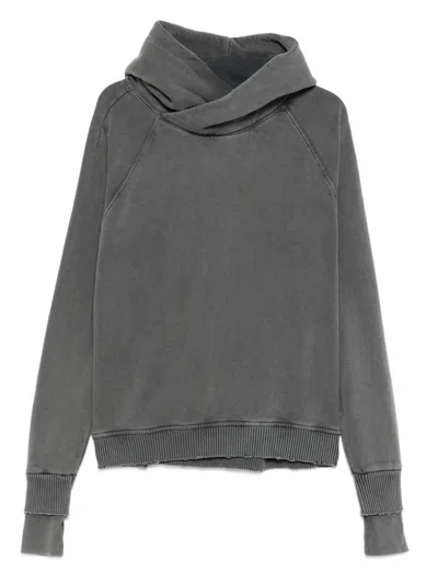 Thom Krom Raglan-sleeve Frayed-hem Hoodie In Gray
