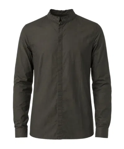 Thom Krom Raw-edge Band-collar Shirt In Black