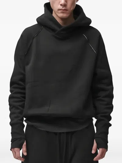 Thom Krom Raw-edge Raglan-sleeve Hoodie In Black