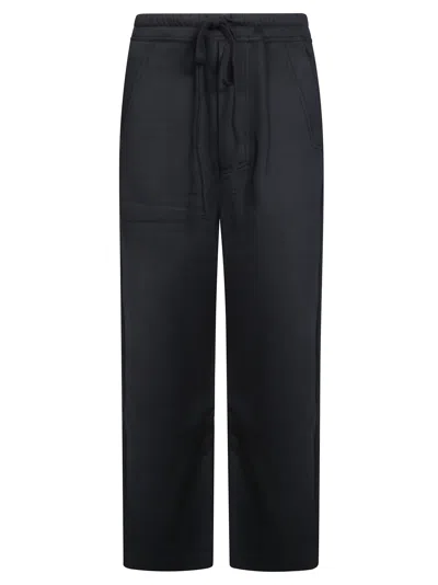 Thom Krom Relaxed Fit Straight Leg Pants With Adjustable Drawstring Waist In Black