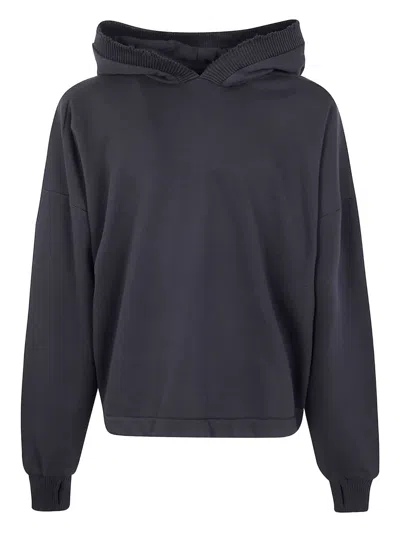 THOM KROM RIBBED-TRIM LONG-SLEEVE HOODIE