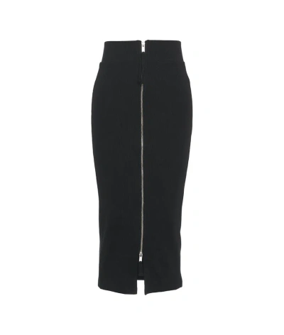 Thom Krom Ribbed Zipped Midi Skirt In Black