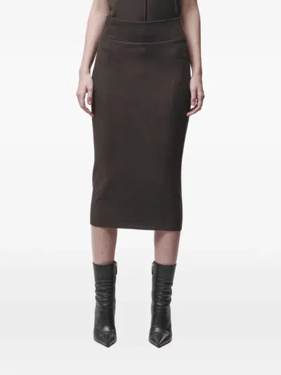 Thom Krom Ribbed-waistband Midi Skirt In Brown