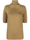 Thom Krom Roll-neck Half-sleeved T-shirt In Brown