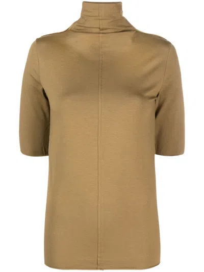 Thom Krom Roll-neck Half-sleeved T-shirt In Brown