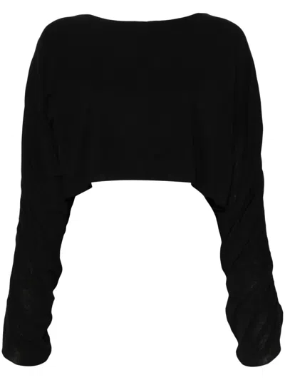 Thom Krom Ruched Crop Top In Black