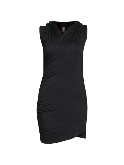 Thom Krom Ruched Hooded Dress In Black